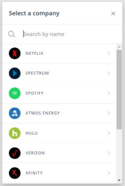 Select a company. Search by company name.